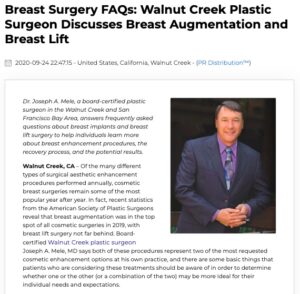 Walnut Creek plastic surgeon Joseph A. Mele, MD provides an overview of breast augmentation and breast lift surgery.